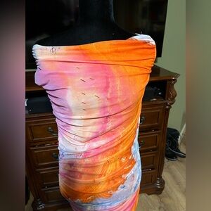 Zara Multicolor Off-Shoulder Dress